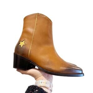 NEW Thursday Boot Co. Sedona Country Star Brown Ankle Zipper Western Booties 7.5